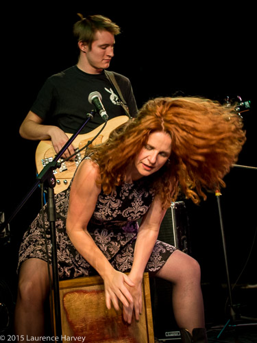 Becky Tate on cajon (box drum) and vocals