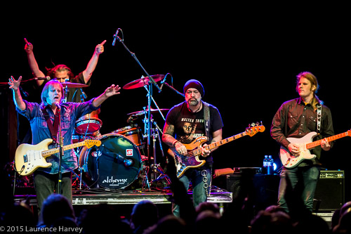 Walter Trout & his band on stage at The O2 Forum with special guest (& son) Jon Trout