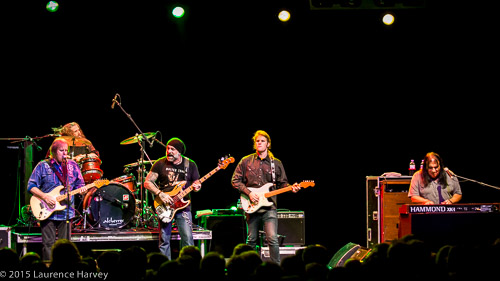 Walter Trout & his band on stage at The O2 Forum with special guest (& son) Jon Trout