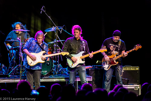 Walter Trout & his band on stage at The O2 Forum with special guest (& son) Jon Trout