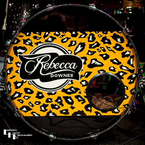 Rebecca Downes' bass drum skin