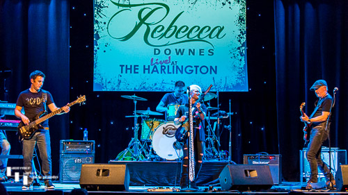 Rebecca Downes & her band on stage at The Harlington