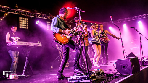 Franck Carducci & his band on stage at Cambridge Rock Festival