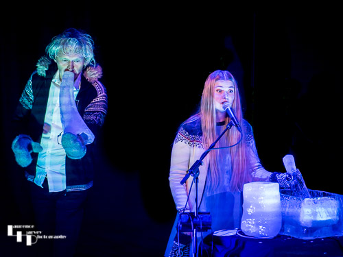 Terje Isungset on ice horn, Amalie Holt Kleive on vocals & ice percussion