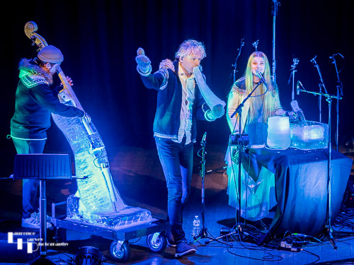 Terje Isungset on ice horn, Amalie Holt Kleive on vocals & ice percussion, Toivo Fjose on ice bass