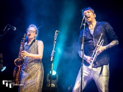 Liz Mitchell on sax, Nick Hughes on trumpet