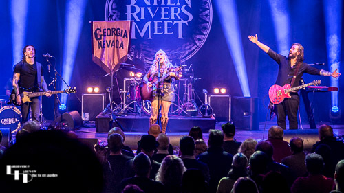 Georgia Nevada & her band on stage at The Apex