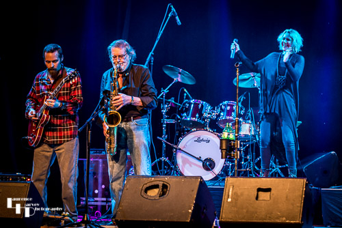 Northsyde on stage at The Harlington with guest, Terry Marshall on sax