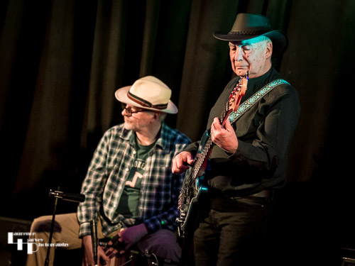 Mark Jones on Cajon drum, Miles Steeden on bass